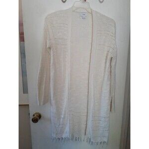 old navy women's m open front cotton blend cardigan sweater summer off white exc